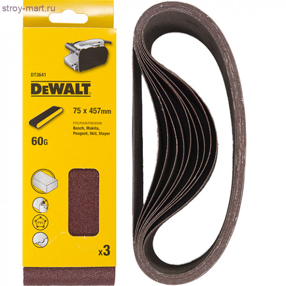 Шлифлента,75х457мм,К60,3шт,д\дерева,краски - DT 3641 Шлифлента,75х457мм,К60,3шт,д\дерева,краски - DT 3641