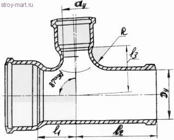 Тройник чугун прям Ду 100х50х90° б/нап ГОСТ 6942-98 - 027-1861