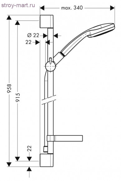Душевой набор Croma 100 Vario/Unica’C 0,90 м, ?’ Croma 100 27771000