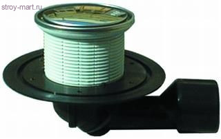 Трап для балконов и террас Дн 50/75 с запахозапирающим устройством, с круглой решеткой 123х123 HL 80R Трап для балконов и террас Дн 50/75 с запахозапирающим устройством, с круглой решеткой 123х123 HL 80R