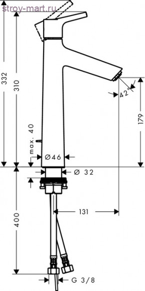 Смеситель для раковины 190, однорычажный, со сливным гарнитуром Talis S 72031000 Смеситель для раковины 190, однорычажный, со сливным гарнитуром Talis S 72031000