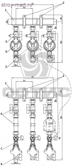 Модуль коллекторный этажного узла учета тепловой энергии с комбинированной балансировкой МКТ100-2500(3200) КБ СОТИС-Unit - МКТ100-2506-15 КБ (TA) Модуль коллекторный этажного узла учета тепловой энергии с комбинированной балансировкой МКТ100-2500(3200) КБ СОТИС-Unit - МКТ100-2506-15 КБ (TA)