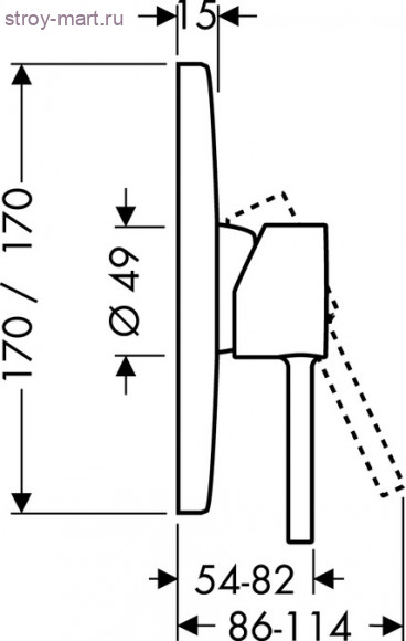 Смеситель для душа, однорычажный, СМ Axor Starck X 10645000 Смеситель для душа, однорычажный, СМ Axor Starck X 10645000