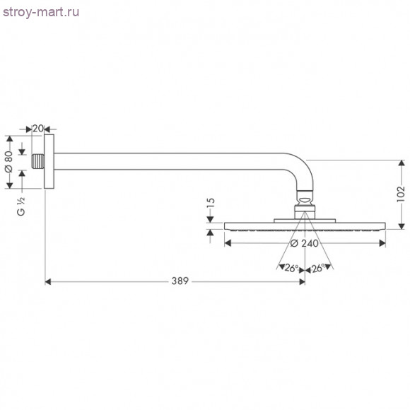 Верхний душ Raindance S 240 Air 1jet, держатель 390 мм, ?’ Raindance 27474000 Верхний душ Raindance S 240 Air 1jet, держатель 390 мм, ?’ Raindance 27474000