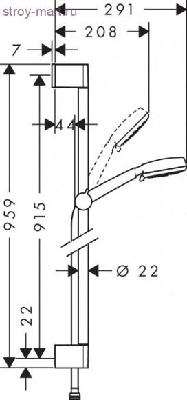 Душевой набор Crometta 100 Vario 0,90м Crometta 100 26657400 Душевой набор Crometta 100 Vario 0,90м Crometta 100 26657400