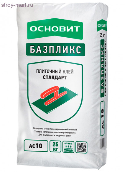 Плиточный Клей Стандарт Основит Базпликс AC10 25 кг (60 шт/под) - С-000041414 Плиточный Клей Стандарт Основит Базпликс AC10 25 кг (60 шт/под) - С-000041414