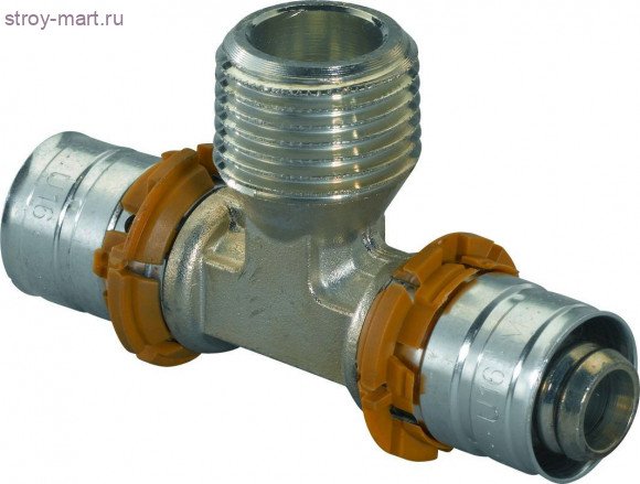 Тройник МП латунь MLC Дн 16х1/2х16 НР пресс Uponor 1014927 - 027-6810