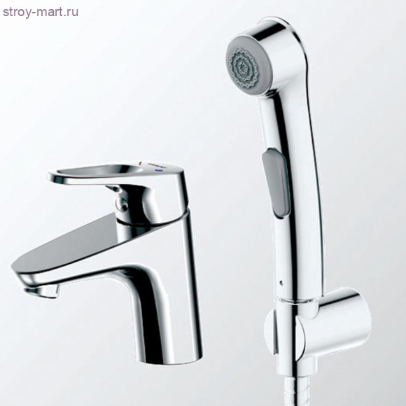 Смеситель для ванной комнаты на раковину низкий с гигиеническим душем - F148162C-1