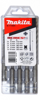Набор 5шт,буры SDS+,ф5\6х110мм-ф6\8\10х160мм,NEMESIS - B-11994 Набор 5шт,буры SDS+,ф5\6х110мм-ф6\8\10х160мм,NEMESIS - B-11994
