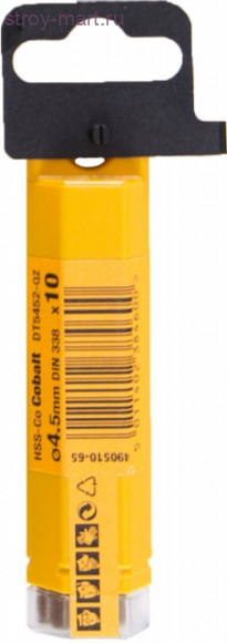 Сверло д\металла HSS-CО, 4.5х47х80мм,10шт,Extreme - DT 5452 Сверло д\металла HSS-CО, 4.5х47х80мм,10шт,Extreme - DT 5452