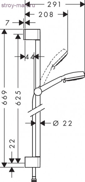 Душевой набор Crometta 100 Vario 0,65м Crometta 100 26651400 Душевой набор Crometta 100 Vario 0,65м Crometta 100 26651400