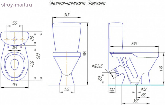 Унитаз-компакт Элегант хром белый косой выпуск в/комплекте Кировская Керамика - 023-0605 Унитаз-компакт Элегант хром белый косой выпуск в/комплекте Кировская Керамика - 023-0605