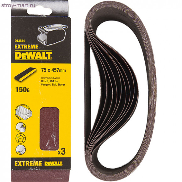 Шлифлента,75х457мм,К150,3шт,д\дерева,краски - DT 3644 Шлифлента,75х457мм,К150,3шт,д\дерева,краски - DT 3644