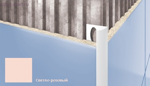 Профиль для плитки CEZAR внешний 7мм светло-розовый Профиль для плитки CEZAR внешний 7мм светло-розовый