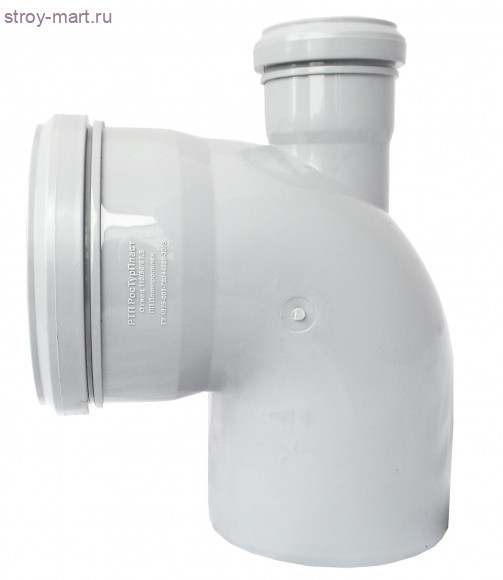 Отвод PP-H серый с выходом Дн 110х50х45° б/нап левый в комплекте РосТурПласт 11349 - 4640014212219