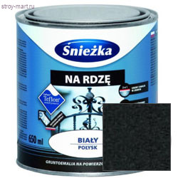 Грунт-эмаль по ржавчине 3 в 1 «Sniezka» черный полуматовый 0,65 л. (8 шт/уп.) / Польша - С-000088577 Грунт-эмаль по ржавчине 3 в 1 «Sniezka» черный полуматовый 0,65 л. (8 шт/уп.) / Польша - С-000088577