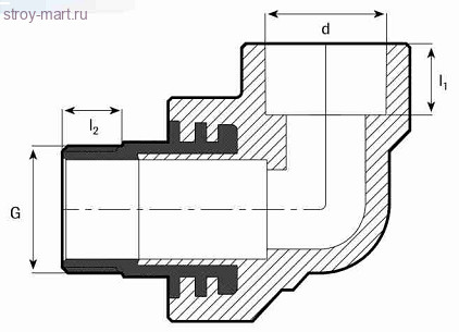 Угольник PP-R серый Дн 32х3/4 НР Firat - 4606034033197