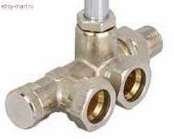 Деталь присоед RA-KW для двухтрубной системы тыльн/подкл Ду 15 с запорным клапаном Danfoss 013G3369