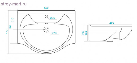 Умывальник Байкал-60 Santek 1.WH10.9.652