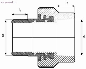Муфта PP-R комбинированн под ключ серый Дн 50х1 1/2 НР Firat - 4606034032985 Муфта PP-R комбинированн под ключ серый Дн 50х1 1/2 НР Firat - 4606034032985