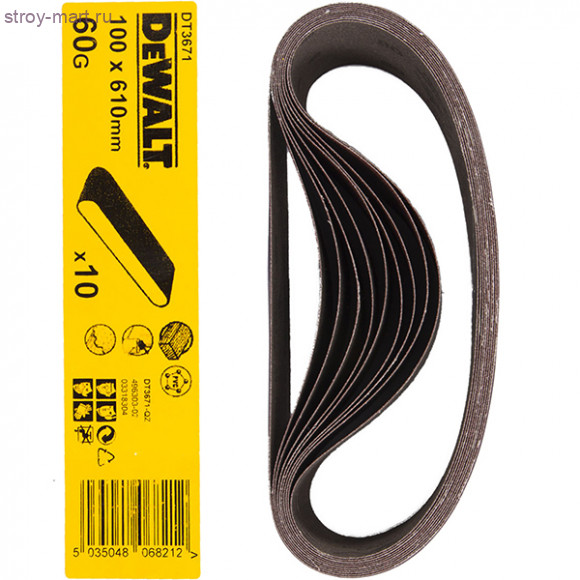 Шлифлента,100х610мм,К60,10шт,д\дерева,краски - DT 3671 Шлифлента,100х610мм,К60,10шт,д\дерева,краски - DT 3671