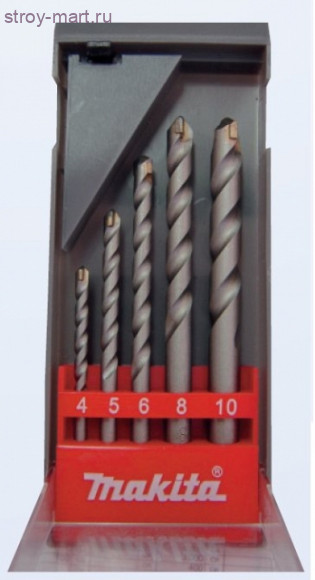 Набор 5шт,сверла д\бетона,ф4\5\6\8\10мм - D-05175 Набор 5шт,сверла д\бетона,ф4\5\6\8\10мм - D-05175