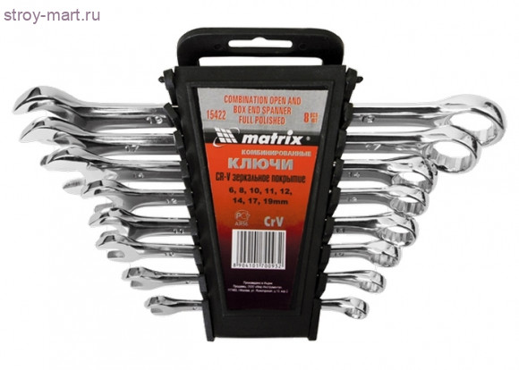 Набор ключей «Matrix», 6 - 32 мм, 25 шт., комбинированных, CrV, полированный хром / 15425 - С-000131881
