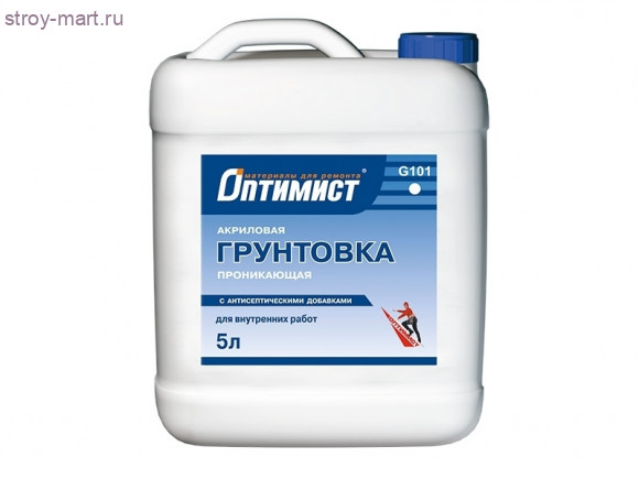 Грунтовка для внутренних работ «Оптимист G101» проникающая /синяя этикетка/ 1л. (12 шт/уп.) - С-000084693 Грунтовка для внутренних работ «Оптимист G101» проникающая /синяя этикетка/ 1л. (12 шт/уп.) - С-000084693