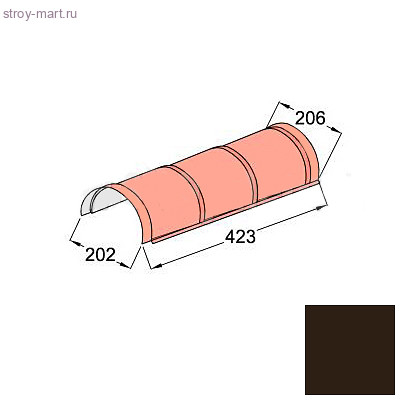Конек полукруглый одинарный Decra Classic/Roman L=423 (375*) мм Тик - С-000113383