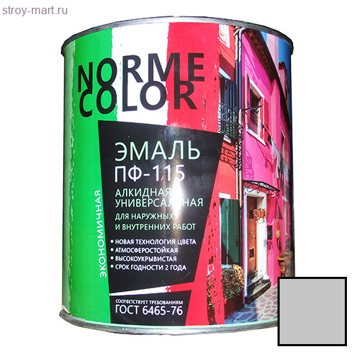 Эмаль ПФ-115 светло-серая «Norme Color» (ГОСТ 6465-76) 2,7 кг. (6 шт/уп.) - С-000108304 Эмаль ПФ-115 светло-серая «Norme Color» (ГОСТ 6465-76) 2,7 кг. (6 шт/уп.) - С-000108304