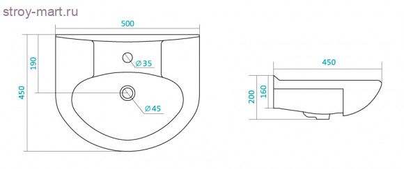Умывальник Байкал-65 Santek 1.WH10.9.651 Умывальник Байкал-65 Santek 1.WH10.9.651