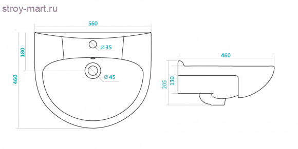 Умывальник Байкал-65 Santek 1.WH10.9.651 Умывальник Байкал-65 Santek 1.WH10.9.651