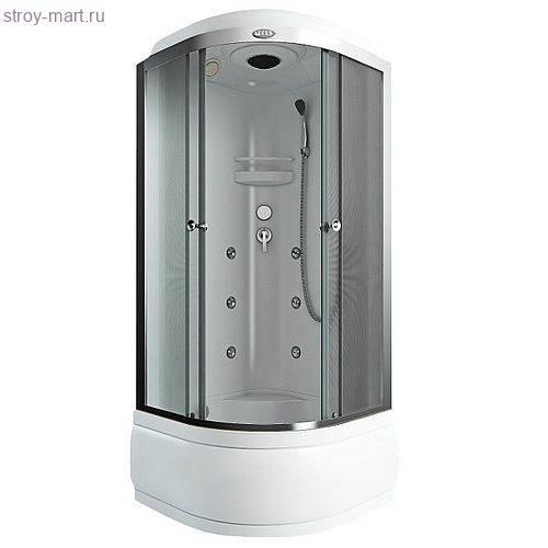 Кабина душевая мат/стекло 900х900мм белый выс/поддон 4-х стенная в комплекте смеситель и массаж AS-103 - 4606034156018