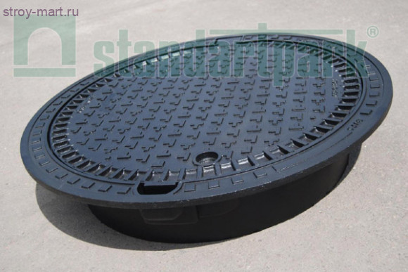 Люк чугунный канализационный тяжелый магистральный с самонивелирующим корпусом - 3577 Люк чугунный канализационный тяжелый магистральный с самонивелирующим корпусом - 3577