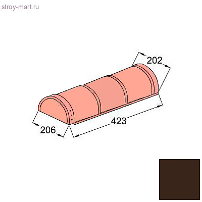 Конек полукруглый начальный НIP Decra Classic/Roman L=423 мм Тик - С-000113387 Конек полукруглый начальный НIP Decra Classic/Roman L=423 мм Тик - С-000113387
