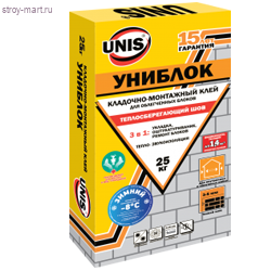 «Юнис Униблок Зимний» (Кладочно-монтажный клей), 25 кг (48 шт/под) - С-000104456 «Юнис Униблок Зимний» (Кладочно-монтажный клей), 25 кг (48 шт/под) - С-000104456