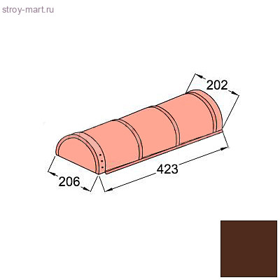 Конек полукруглый начальный Decra Classic/Roman L=423 мм Тик - С-000113385 Конек полукруглый начальный Decra Classic/Roman L=423 мм Тик - С-000113385