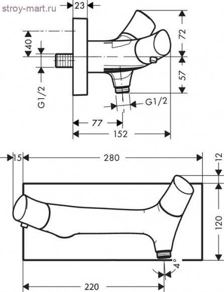 Термостат для душа, внешний монтаж Axor Starck Organic 12602000 Термостат для душа, внешний монтаж Axor Starck Organic 12602000