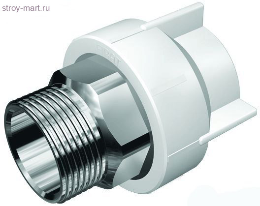 Муфта комбинированная с наружной резьбой под ключ полипропиленовая - белая напорная комб.PP-R DN63x2' Муфта комбинированная с наружной резьбой под ключ полипропиленовая - белая напорная комб.PP-R DN63x2'