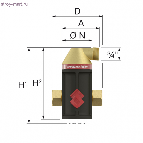 Сепаратор Flamcovent Smart 22мм Flamco 30002 Сепаратор Flamcovent Smart 22мм Flamco 30002