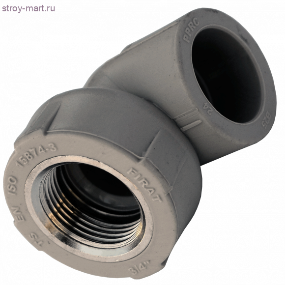 Угольник PP-R серый Дн 25x1/2 ВР Firat - 4606034033241 Угольник PP-R серый Дн 25x1/2 ВР Firat - 4606034033241