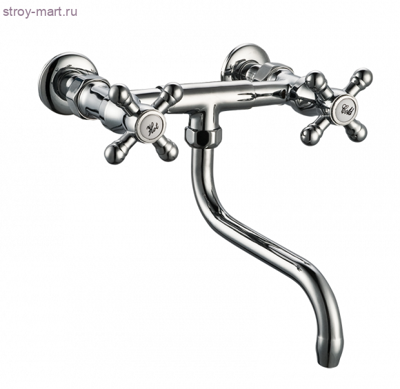 Смеситель настенный для мойки ПСМ-108-К/89 хром к/затвор н/излив - 026-1384