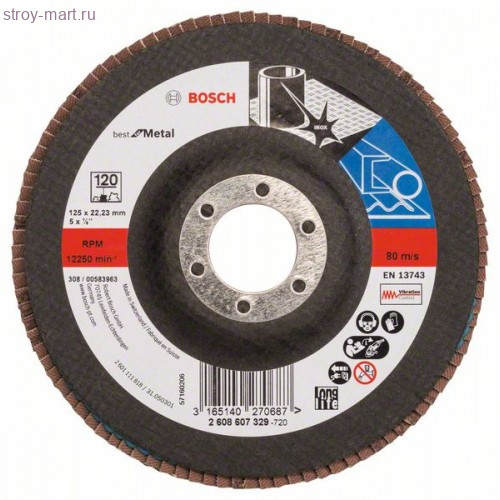 КРУГ ЛЕПЕСТК 125мм K120 Best for Metal - 2608607329