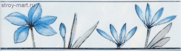 Бордюр нзкм Цветы голубой (200х57мм), 30 шт в уп. - С-000114360