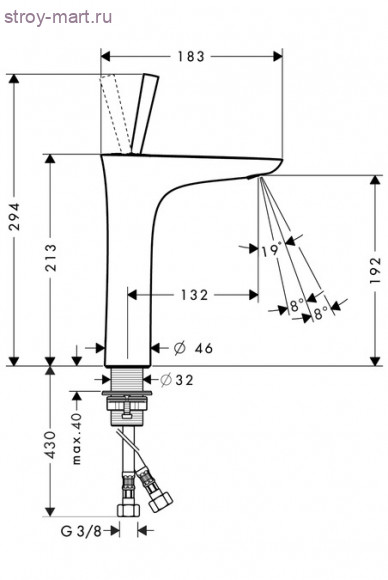 Однорычажный смеситель для раковины 200 PuraVida 15081000 Однорычажный смеситель для раковины 200 PuraVida 15081000