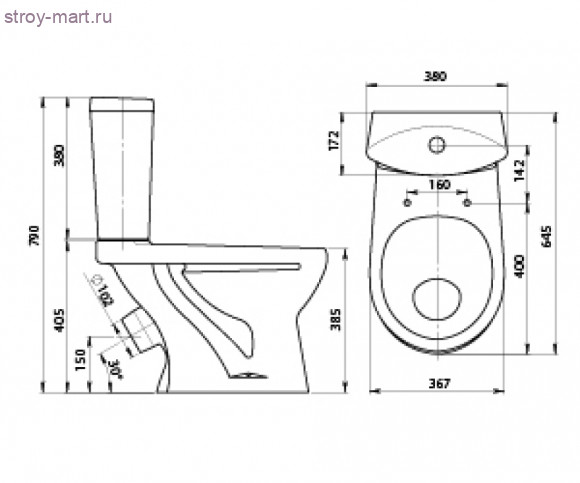 Унитаз-компакт Ультра белый косой выпуск в комплекте Santeri - 4606034154267 Унитаз-компакт Ультра белый косой выпуск в комплекте Santeri - 4606034154267
