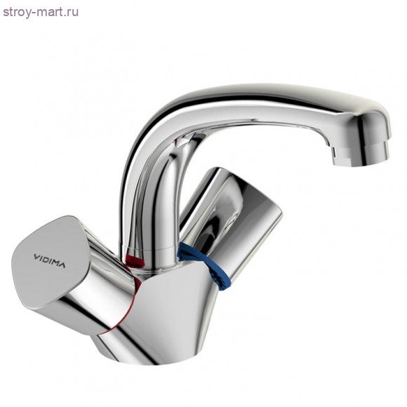 Смеситель двуручный для умывальника Квадро/Quadro хром к/затвор лит излив короткий излив Vidima BA244AA Смеситель двуручный для умывальника Квадро/Quadro хром к/затвор лит излив короткий излив Vidima BA244AA