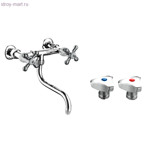Смеситель настенный для мойки ПСМ-108-К/80 хром к/затвор н/излив - 026-1383 Смеситель настенный для мойки ПСМ-108-К/80 хром к/затвор н/излив - 026-1383