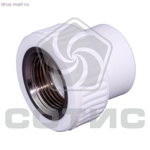 Муфта комбинированная c внутренней резьбой полипропиленовая - белая напорная комб.PP-R DN20x3/4' Муфта комбинированная c внутренней резьбой полипропиленовая - белая напорная комб.PP-R DN20x3/4'