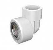 Угольник 90° комбинированный c внутренней резьбой полипропиленовый - белый напорный комб.PP-R DN20x1/2'